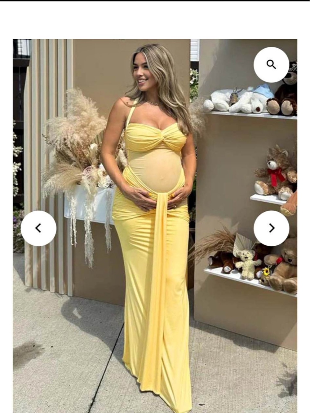 Yellow Maternity Maxi Dress with Sheer Midsection